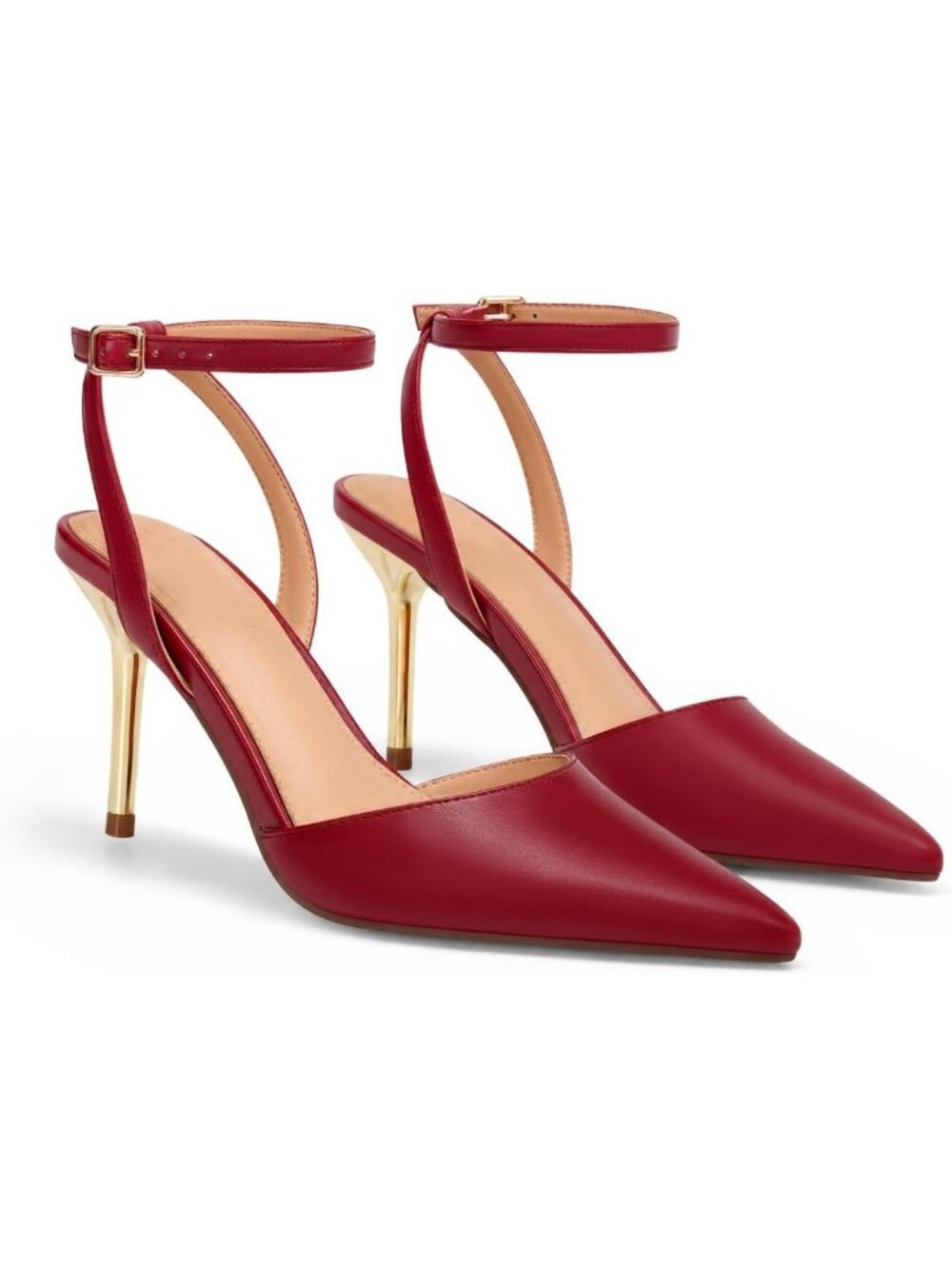 Chic Women's Stiletto High Heels, Closed Pointed Toe, Ankle Strap Dress Shoes